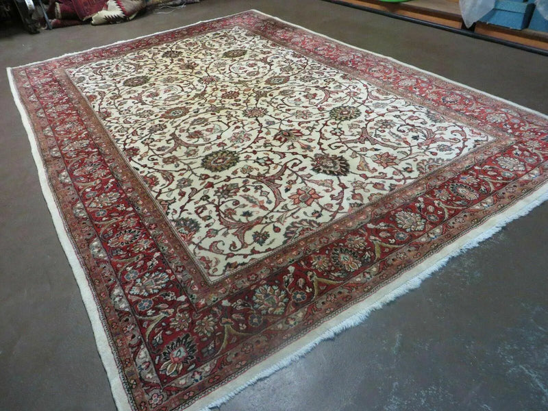 7' X 10' Vintage Handmade India Floral Oriental Wool Rug Hand knotted Carpet by Jewel Rugs