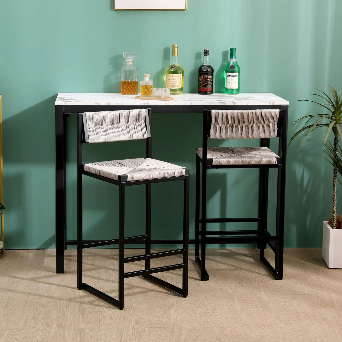 Bar Stools Paper Rope Weave Dining Chairs With Back Hand Weave Stools For Kichen Island, Bar & Counter (Set of 2) by Unique Piece Furniture