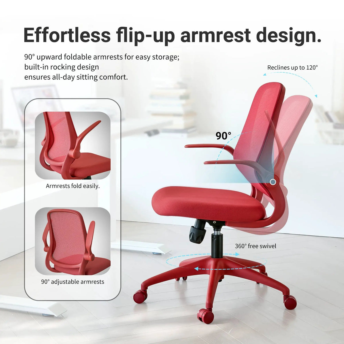 Ergonomic Color Office Chair - 350LBS Capacity, Red by HouseOfZazla