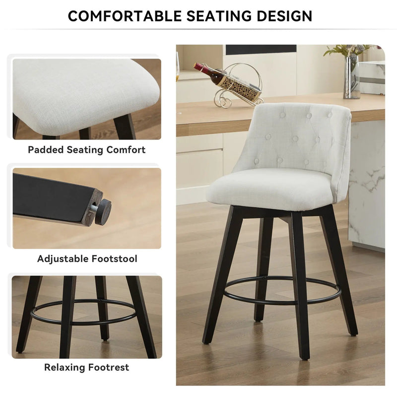 Swivel Bar Stools & Button Tufted Back (Set of 2) by Unique Piece Furniture