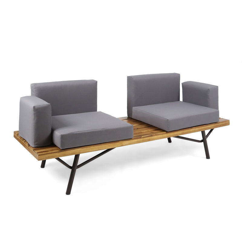 Outdoor Sofa With Cushions And Iron Legs - Dark Gray by HouseOfZazla