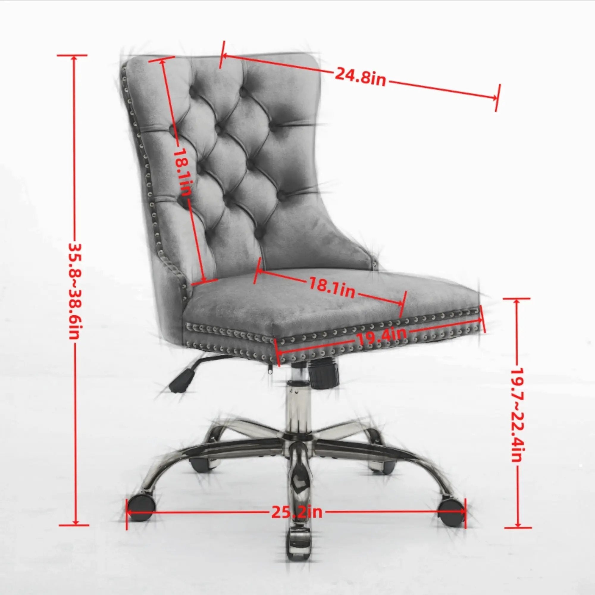 Office Chair Modern Velvet Upholstered Tufted Button (Purple) by HouseOfZazla