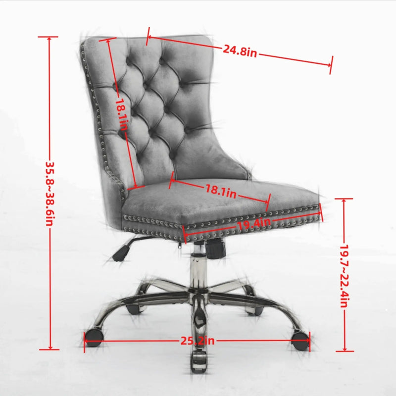 Office Chair Modern Velvet Upholstered Tufted Button (Purple) by HouseOfZazla