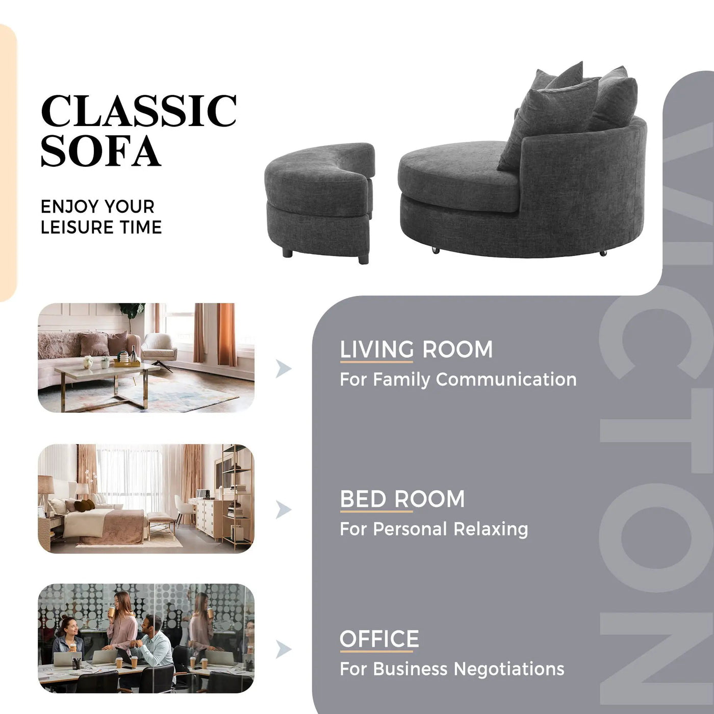 360° Swivel Accent Barrel Chair With Storage Ottoman & 4 Pillows, Modern Leisure Chair Round Accent For Living Room by Unique Piece Furniture