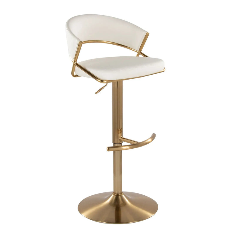 Jie - Contemporary Adjustable Barstool With Swivel With Rounded T Footrest (Set of 2) by HouseOfZazla