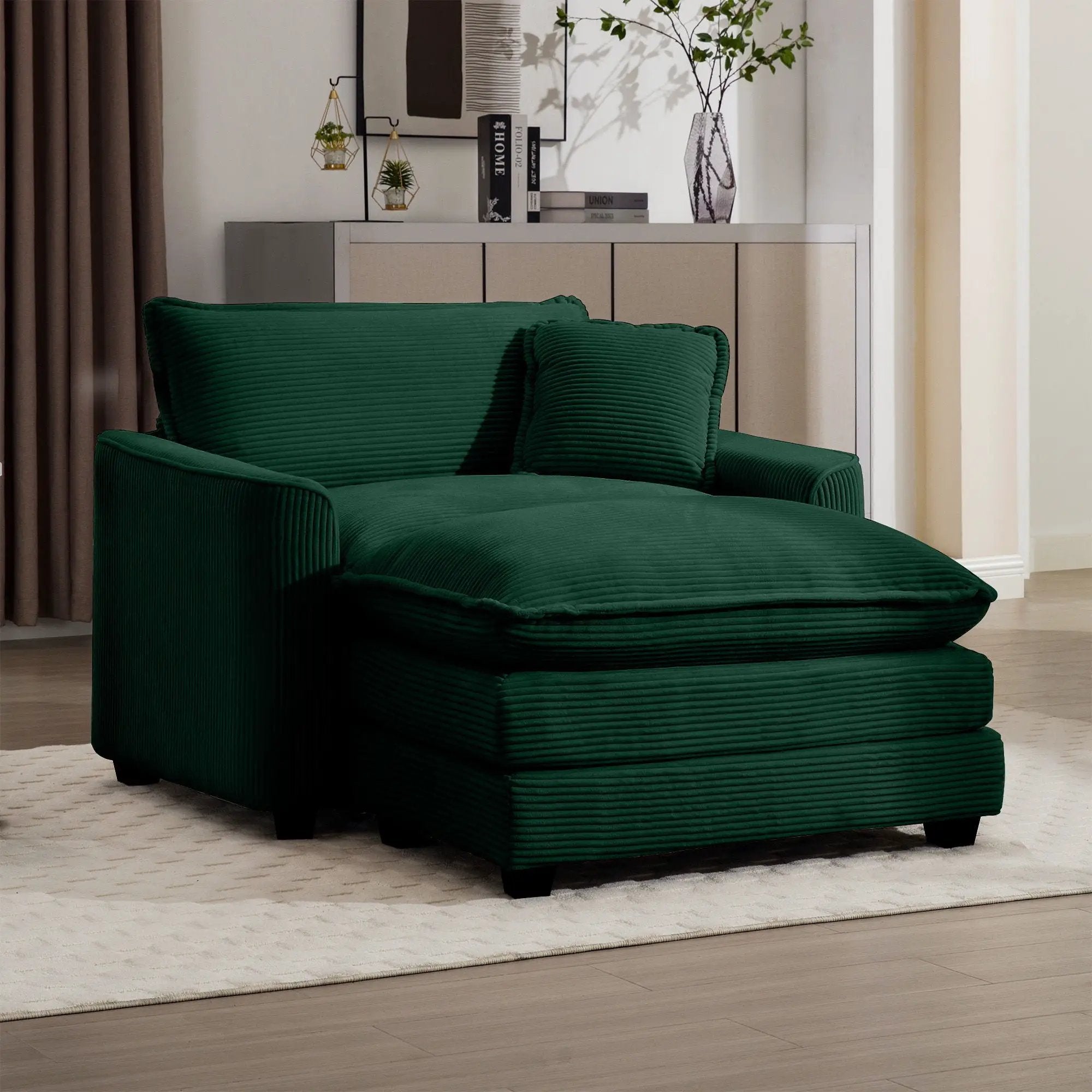 Classic Modern Comfortable Single Chair Deep Seat Sofa With Footstool by HouseOfZazla