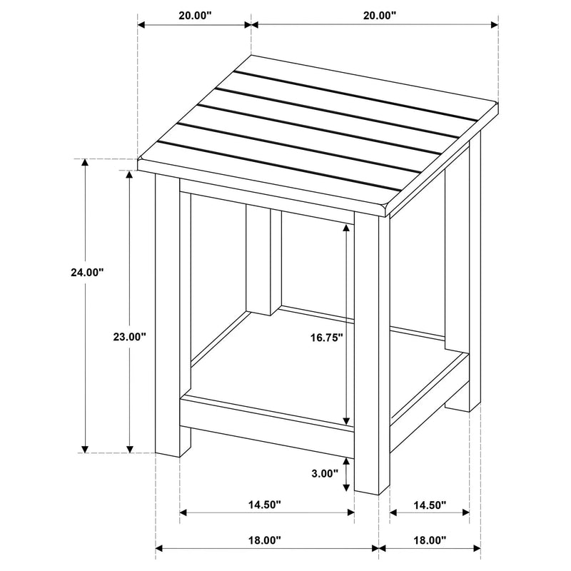 Payne Wood End Table with Shelf Distressed White by Unique Piece Furniture