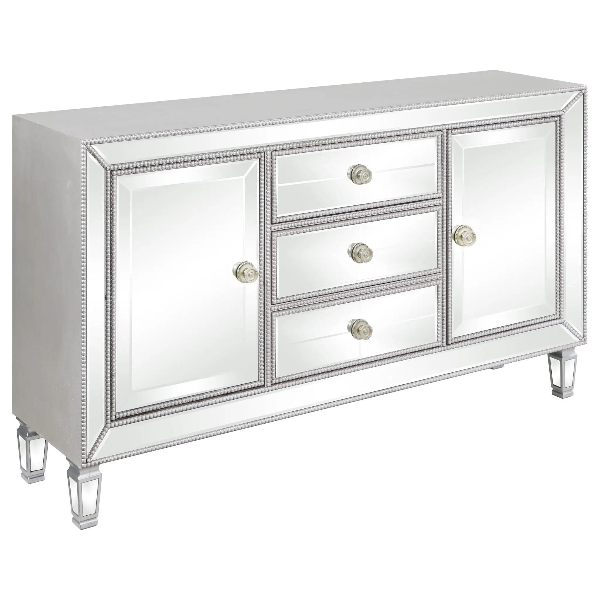 Gabrielle - 3 Drawer Mirrored Storage Accent Cabinet - Silver by HouseOfZazla