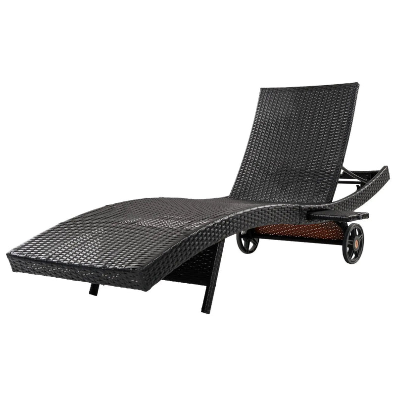 K&K 80'' Patio Wicker Chaise Lounge Chairs Set of 2 by HouseOfZazla