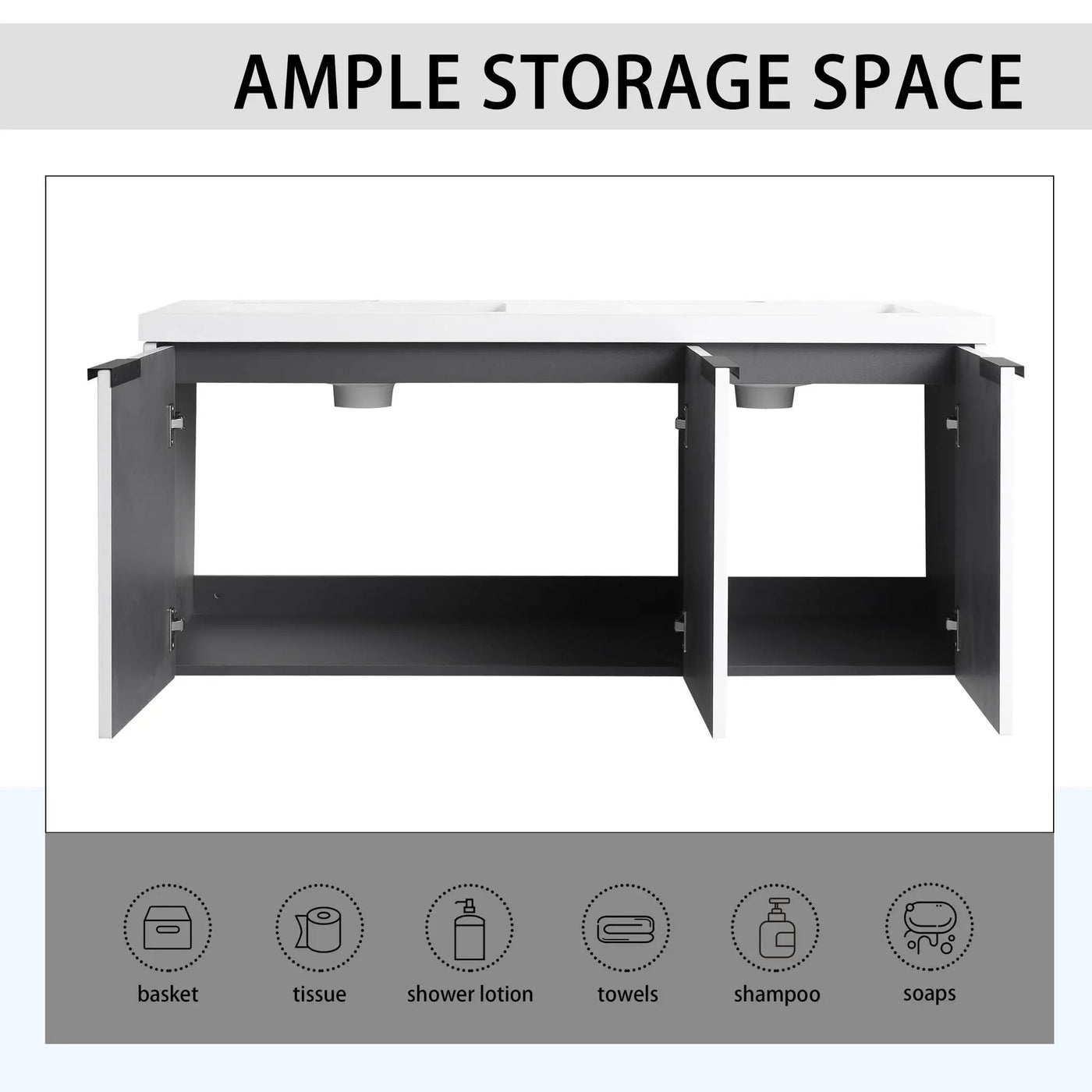 Contemporary Wall Mounted Bathroom Vanity With Resin Double Sink by Unique Piece Furniture
