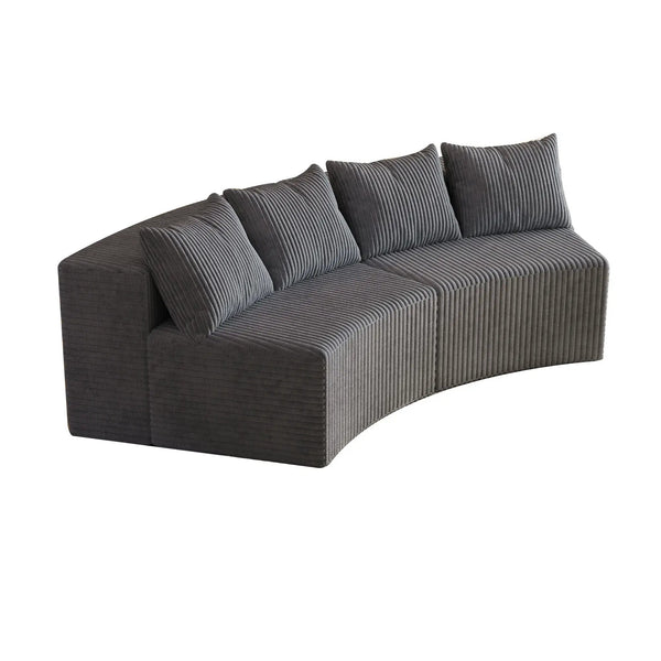 Curved Sectional Sofa With 4 Pillows, Modular Semi Circular Design