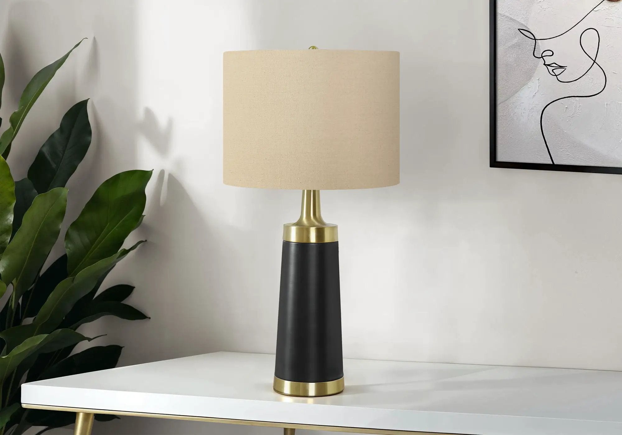 Lighting, Table Lamp, Resin, Contemporary - Black / Cream by HouseOfZazla