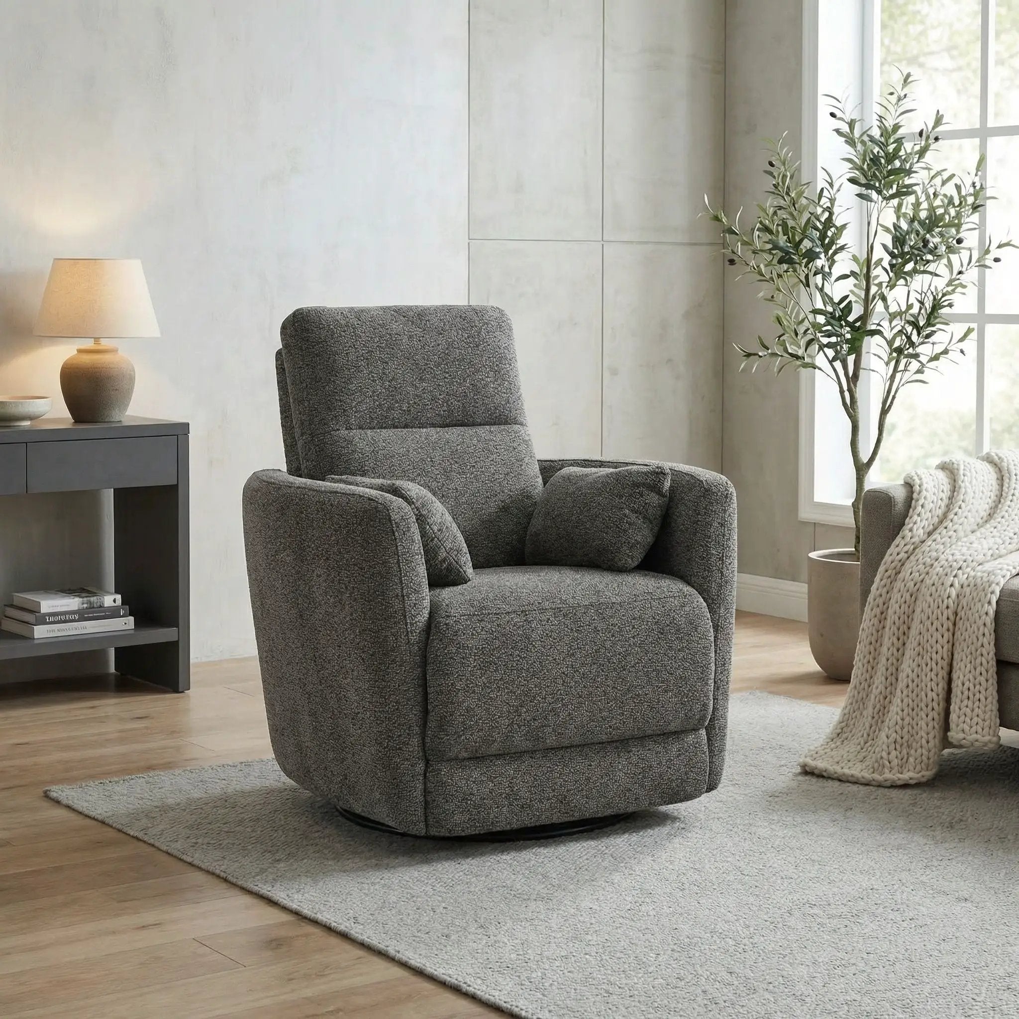 Milan - Swivel Recliner With Manual Footrest - Gray by HouseOfZazla