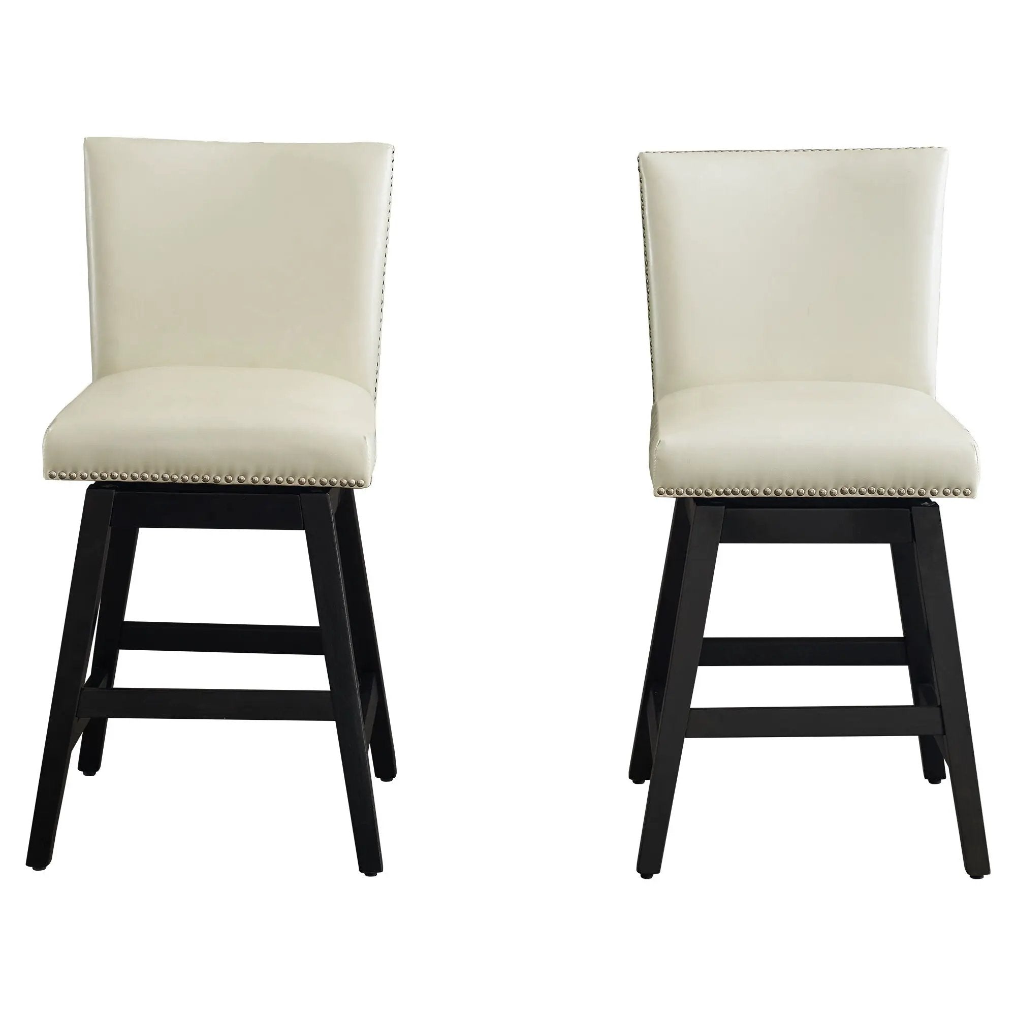 Upholstered Swivel Bar Stools High Back (Set of 2) - Cream White by Unique Piece Furniture