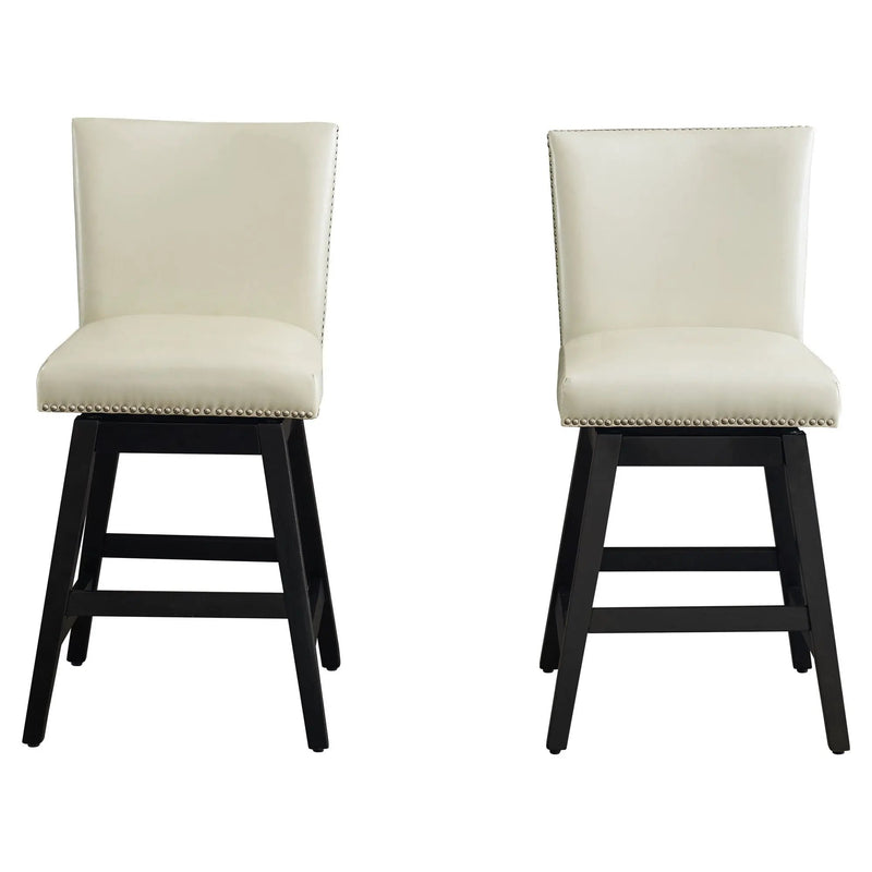 Upholstered Swivel Bar Stools High Back (Set of 2) - Cream White by Unique Piece Furniture