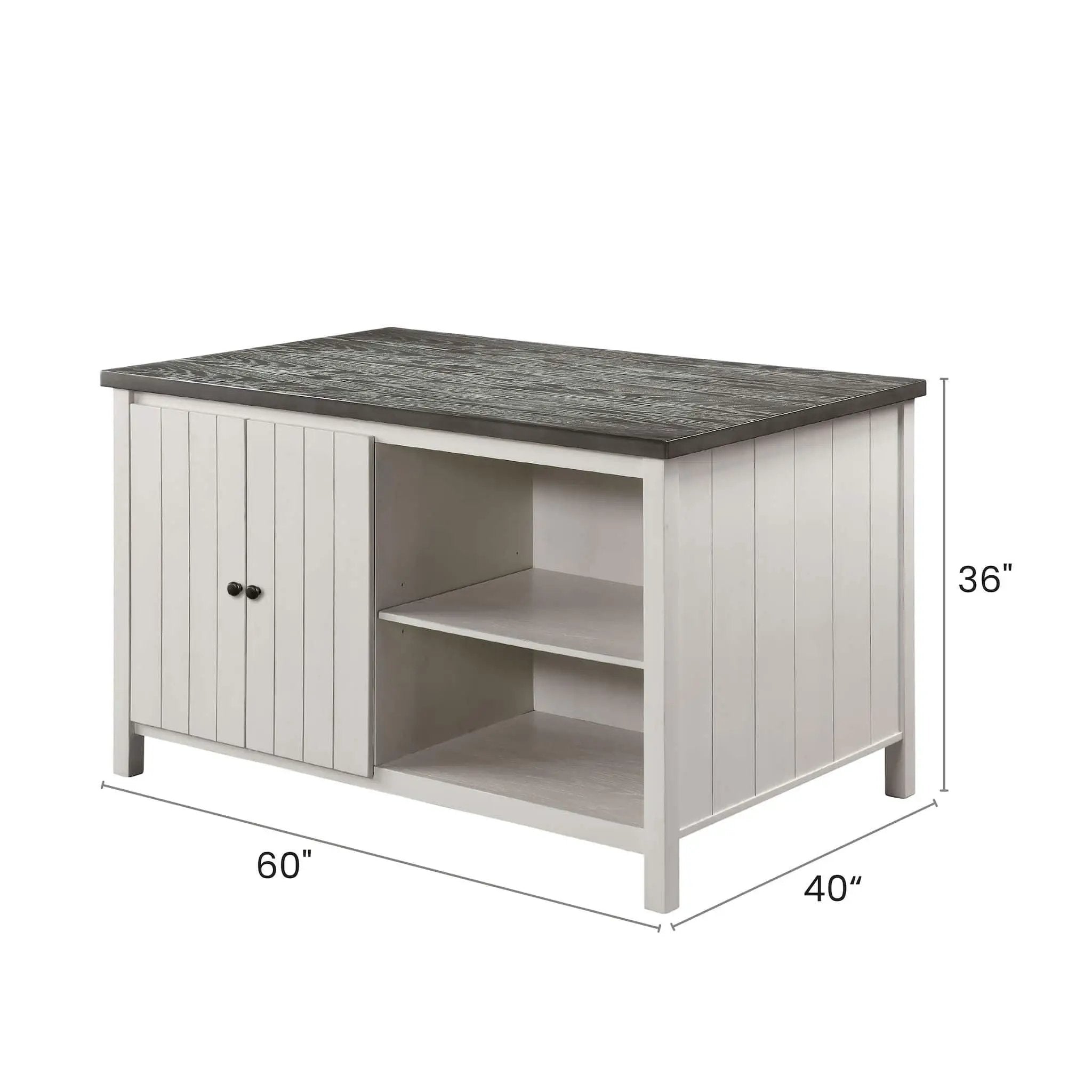 Counter Height Dining Table With Storage Cabinet Base - Dark Gray / Off White / Off White / Gray