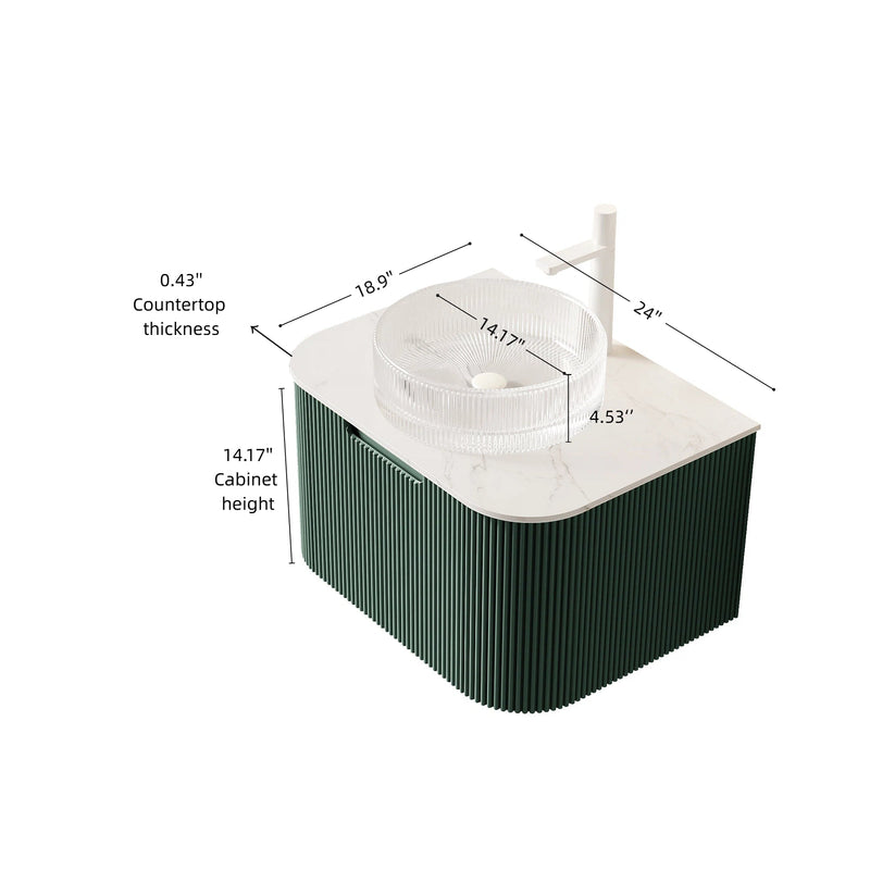 DINA 24" Floating Bathroom Vanity with Crystal Glass Basin by HouseOfZazla