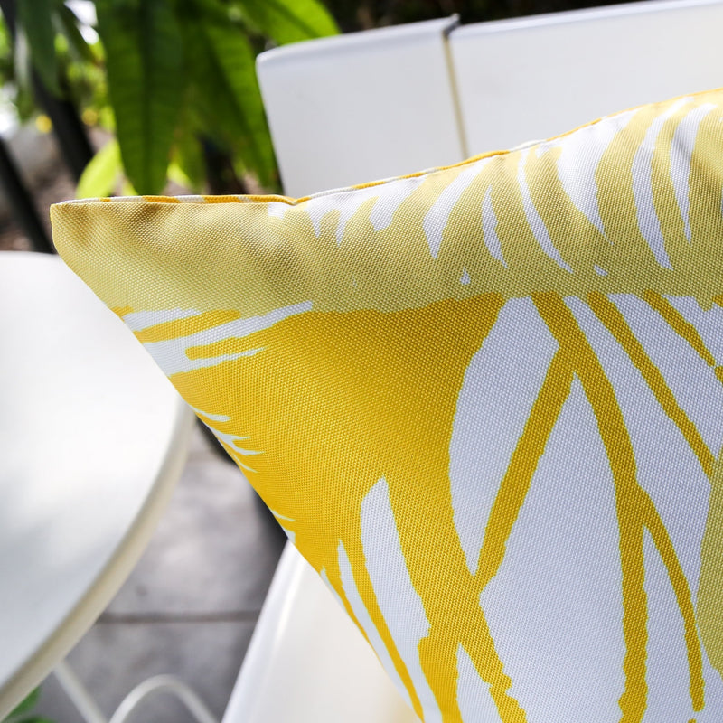 Leaf Vein Yellow Outdoor & Indoor Pillow by HouseOfZazla