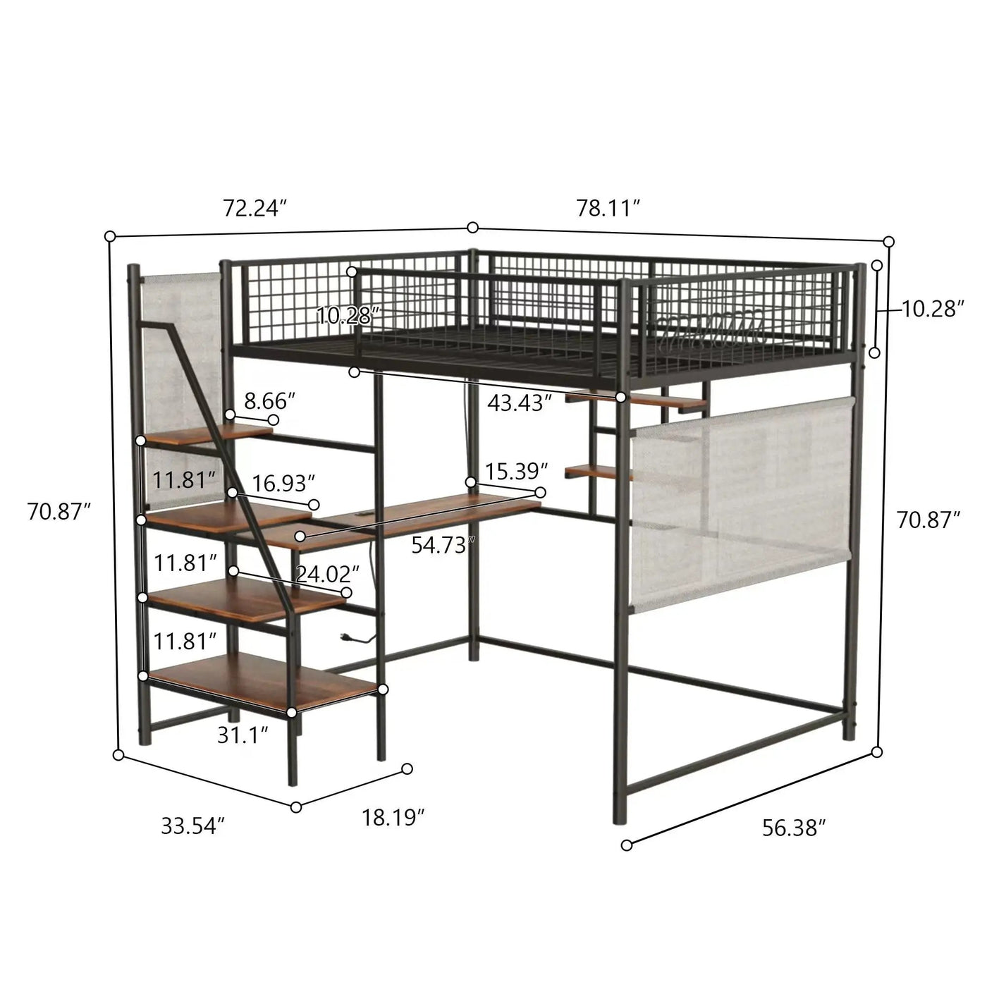 Metal Loft Bed With Built - In Charging Station And LED Light by Unique Piece Furniture