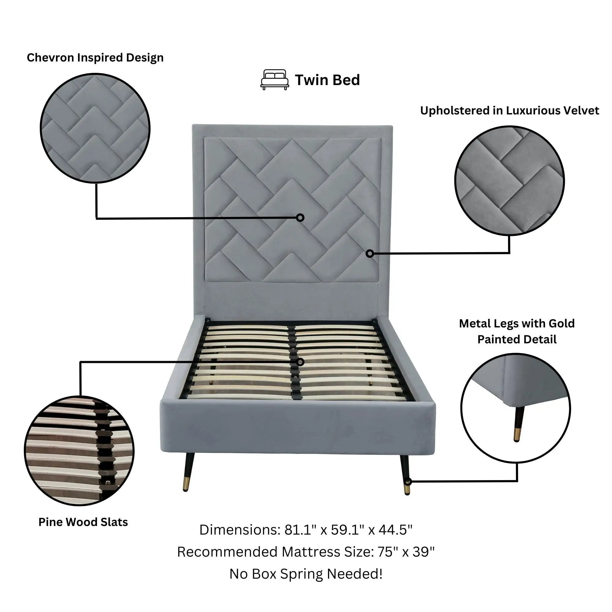 Crosby - Bed With Upholstered Headboard And Slats