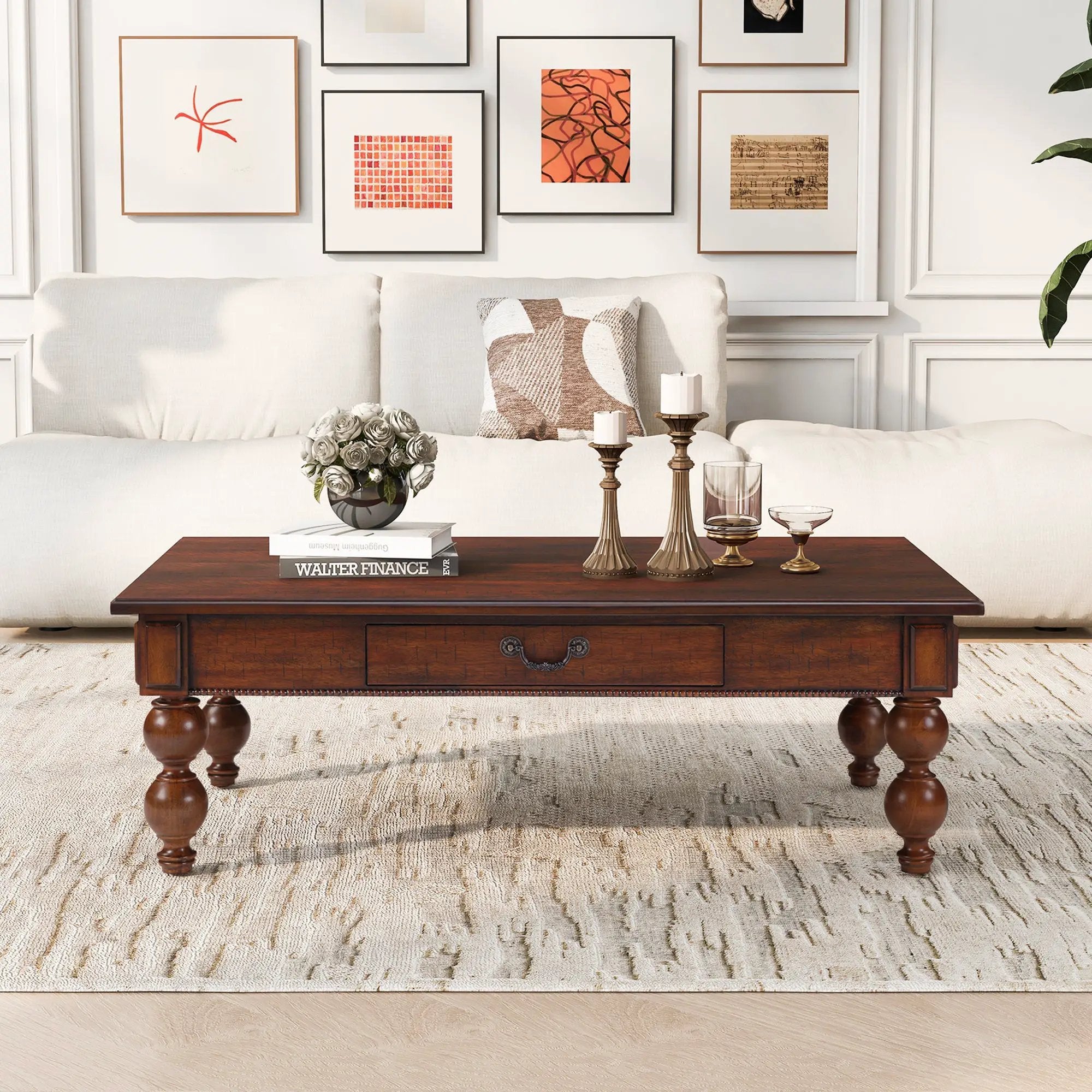Rectangular Wooden Coffee Table with Storage Drawer by HouseOfZazla