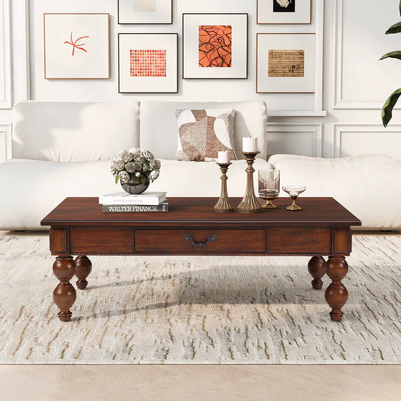 Rectangular Wooden Coffee Table with Storage Drawer by HouseOfZazla
