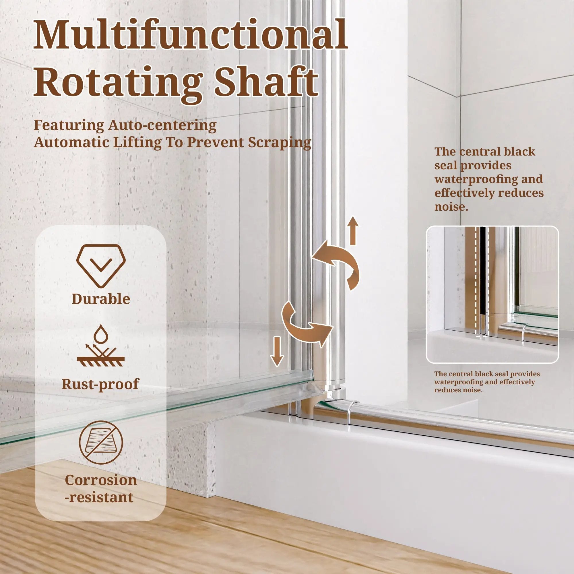 34" W x 72" H Semi-Frameless Circular Pivot Shower Door by HouseOfZazla