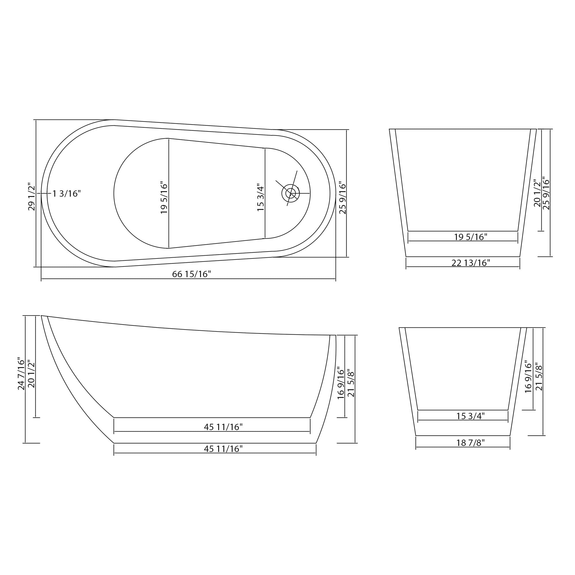 Contemporary Glossy Freestanding Bathtub With Overflow And Drain by HouseOfZazla