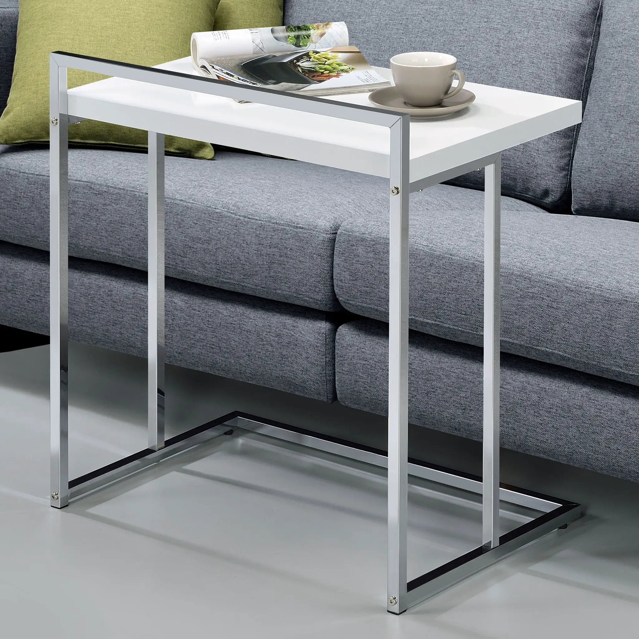 Rectangular Top Snack Table - White by HouseOfZazla