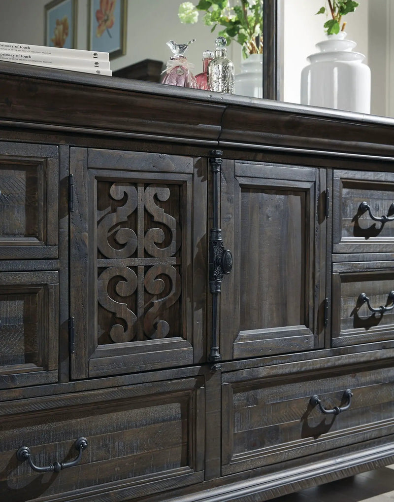 Bellamy - Drawer Dresser With Shaped Mirror - Peppercorn by Unique Piece Furniture