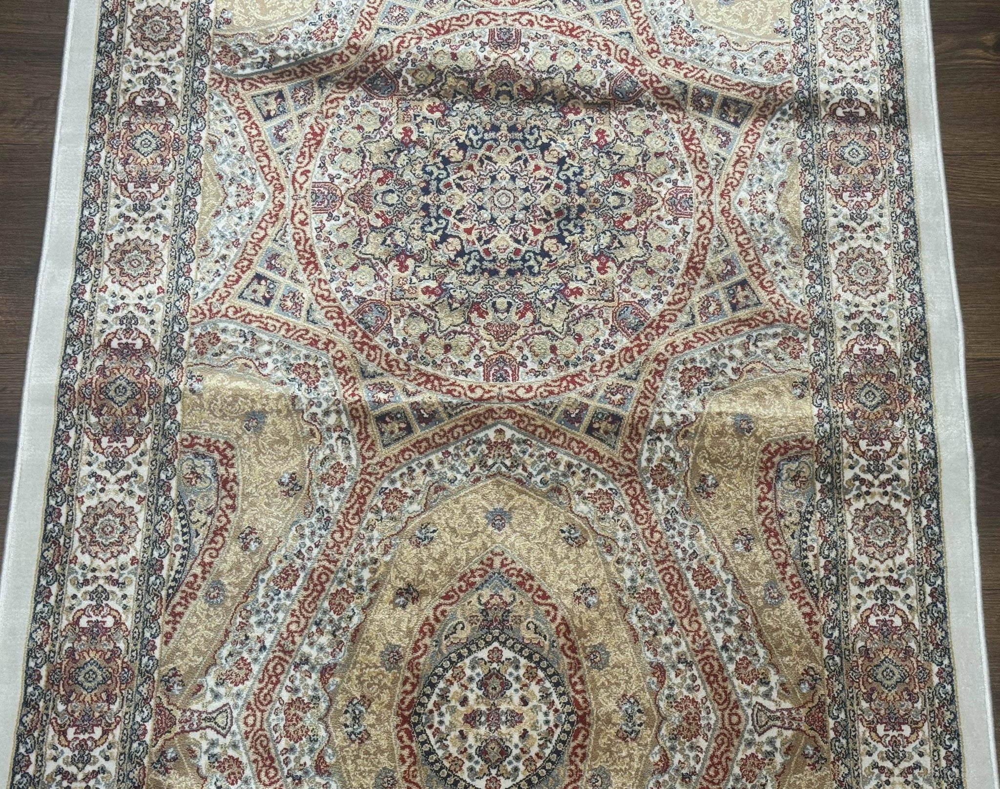 Turkish Silk Runner Rug 2.6 x 13, Dome Design, Hereke Runner, Bamboo Silk, New by Jewel Rugs