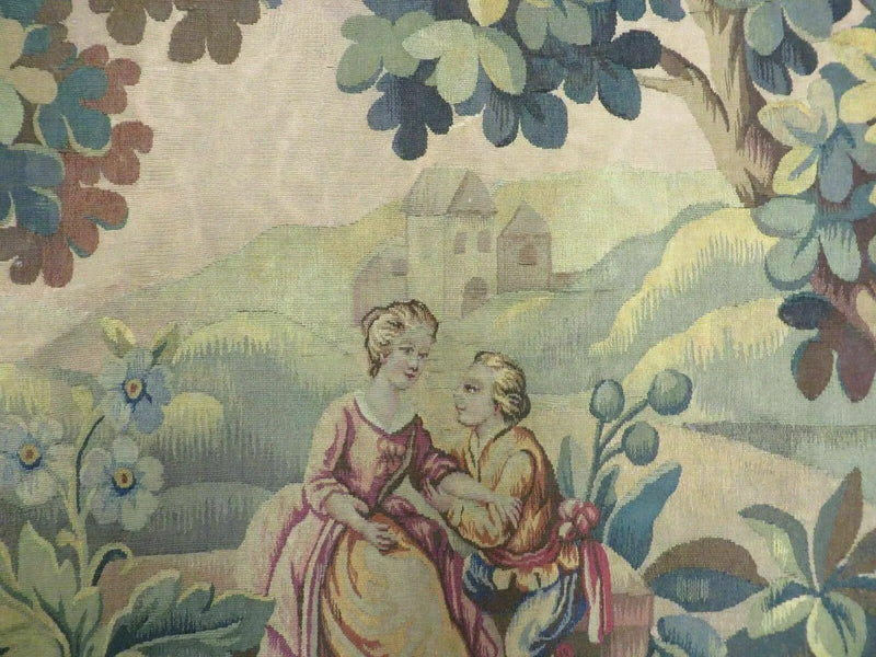 Antique French Tapestry 5x6 French Handmade Aubusson Nature One Of A Kind Rare by Jewel Rugs
