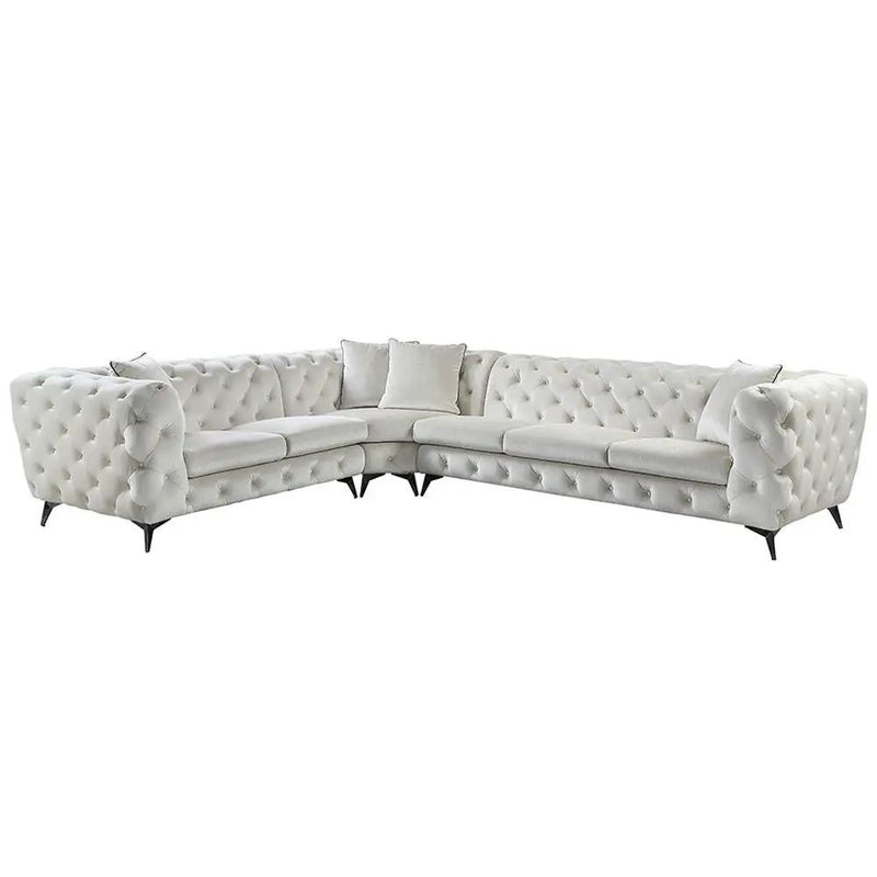 Atronia - Sectional Sofa With 4 Pillows - Beige Fabric by Unique Piece Furniture