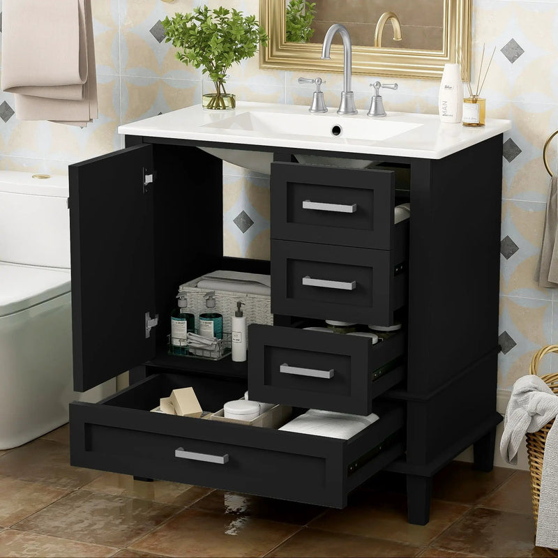 Bathroom Vanity, Modern Bathroom Cabinet With Sink Combo Set, Bathroom Storage Cabinet With A Soft Closing Door And 3 Drawers, Solid Wood Frame by Unique Piece Furniture