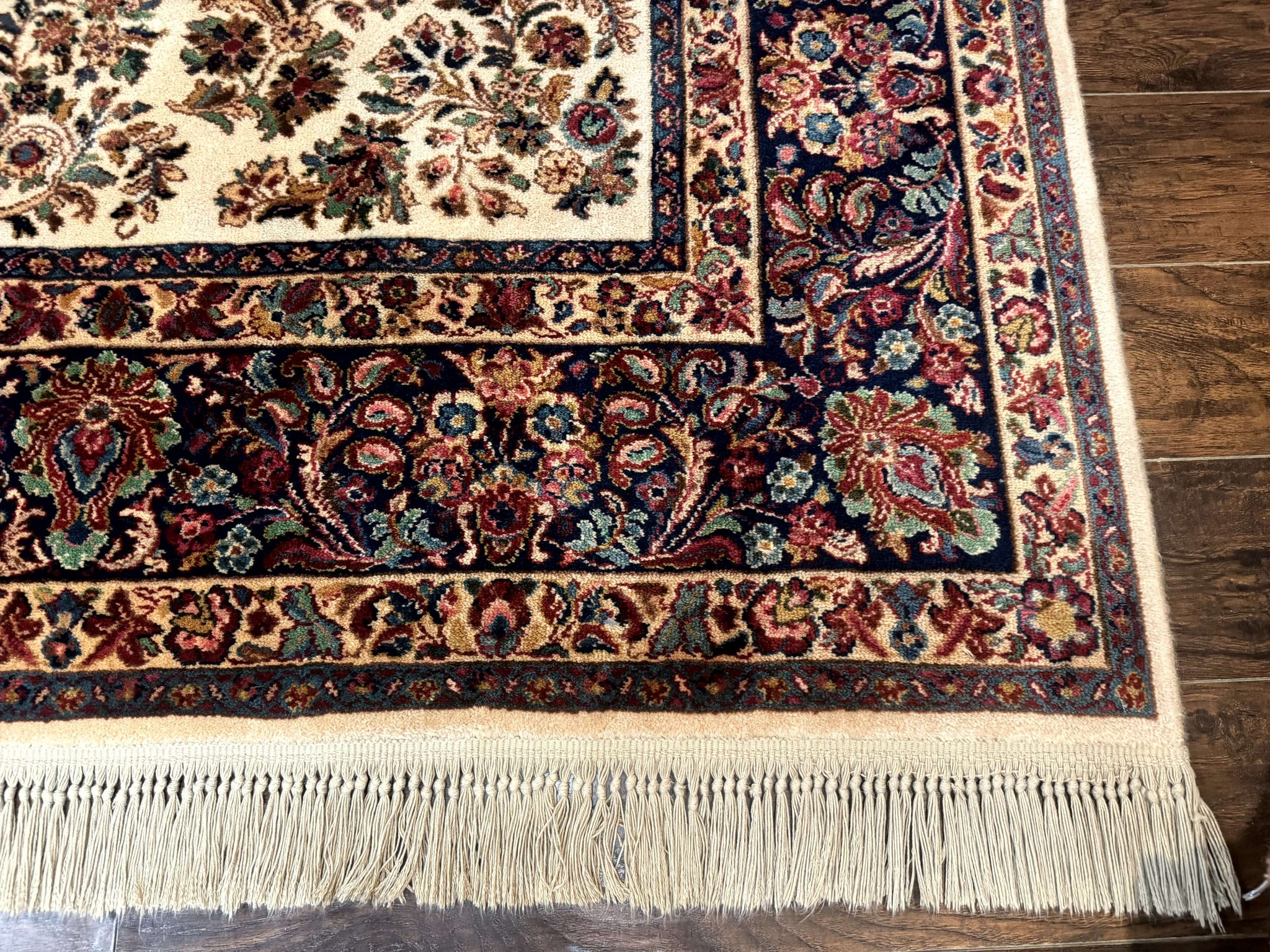8.8 x 12 Karastan Ivory Sarouk Rug #760, Wool Pile, Vintage, Original 700 Series by Jewel Rugs