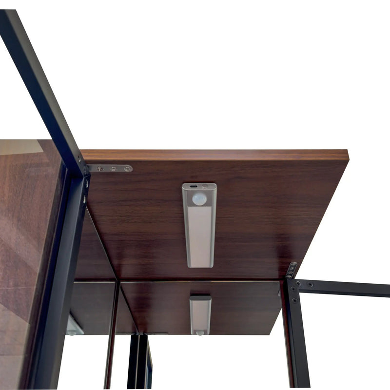 70" Display Cabinet with Glass Doors and Lights, Multi-Tier Storage by HouseOfZazla