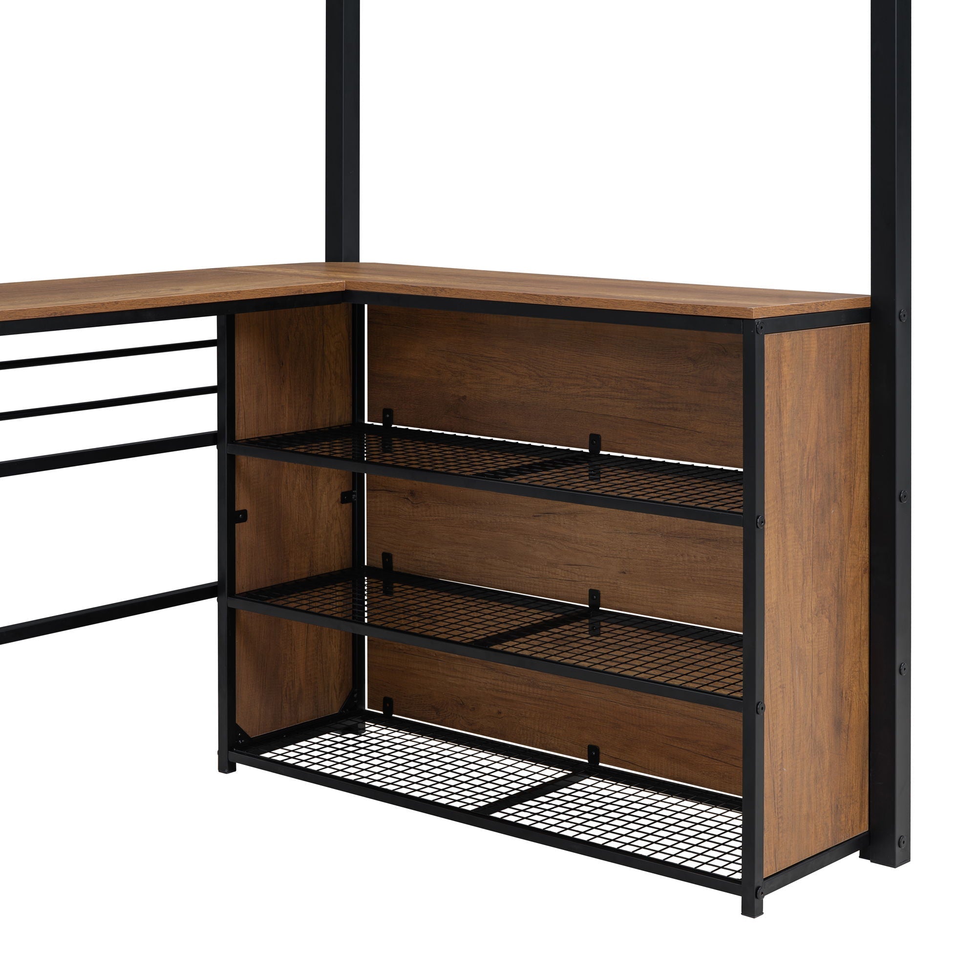 Loft Bed & 3 Layers Of Shelves And L-Shaped Desk by HouseOfZazla