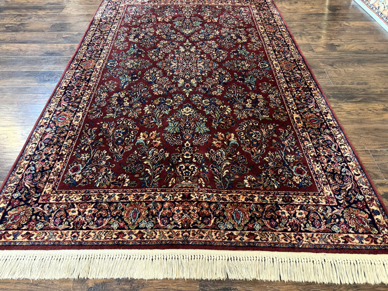 5.9 x 9 Karastan Rug Red Sarouk Rug #785, 100% Wile Pile Carpet, Original 700 Series, Vintage by Jewel Rugs