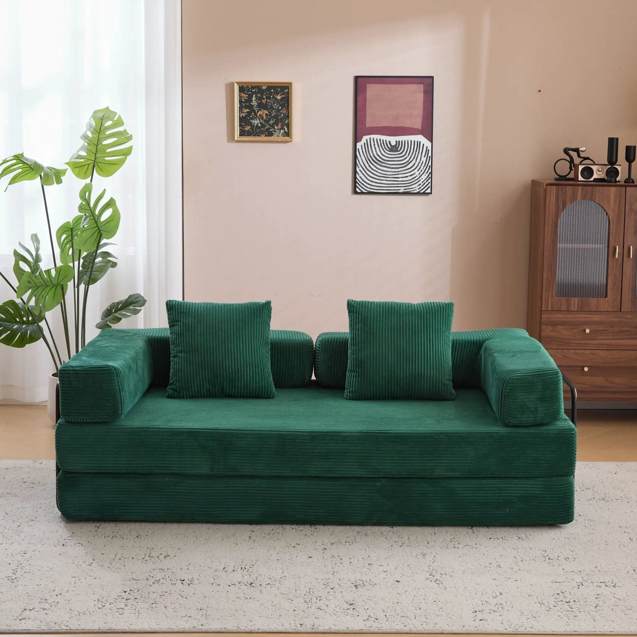 Floor Couch, Convertible Floor Sofa Bed With Pillow Back Support Armrest by HouseOfZazla