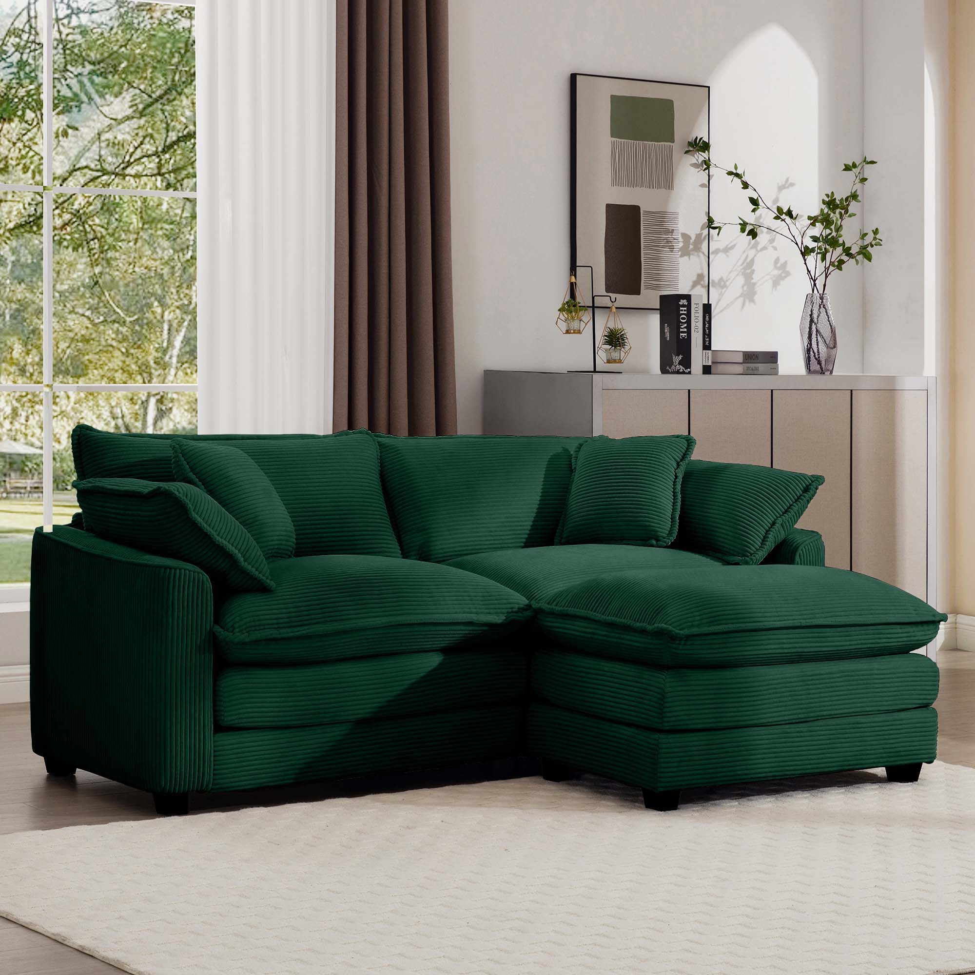 Modern Oversized Modular Cushion Sofa With Ottoman, Low Back, Deep Seating Sofa Set by Unique Piece Furniture