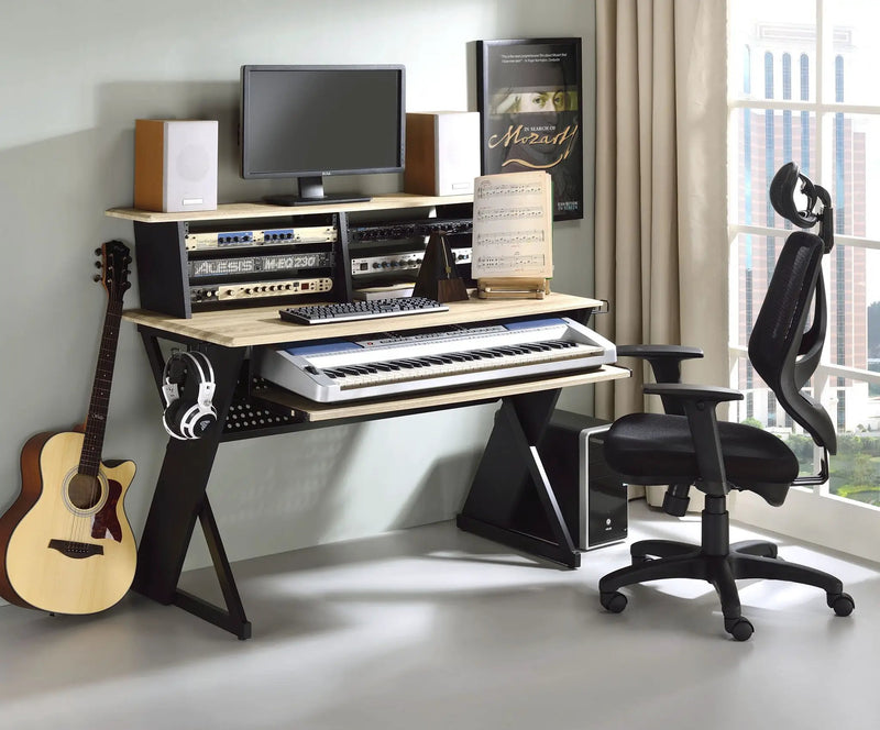 Eleazar - Music Recording Studio Desk - Natural Oak by Unique Piece Furniture