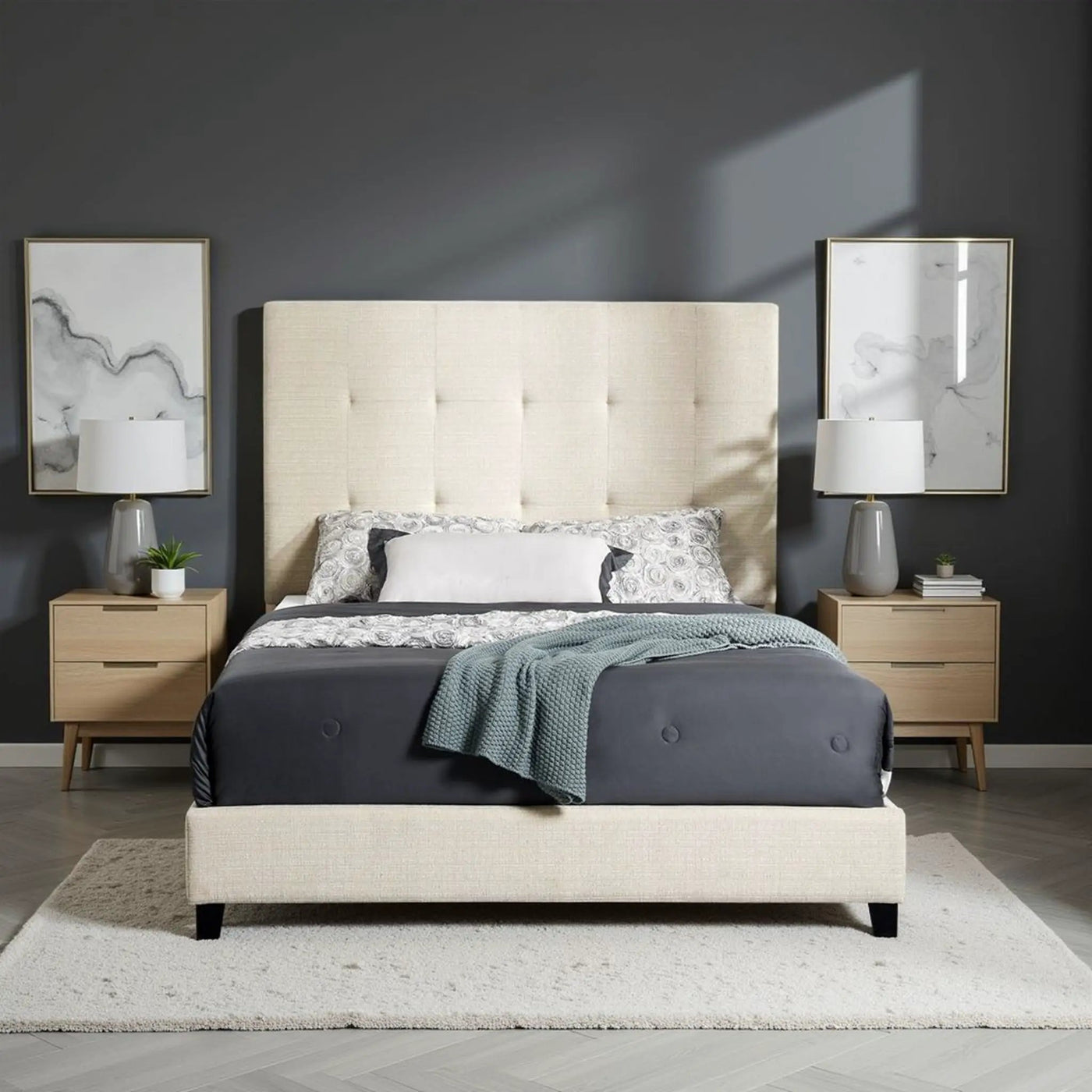 Tufted Upholstered Headboard Platform Bed by Unique Piece Furniture
