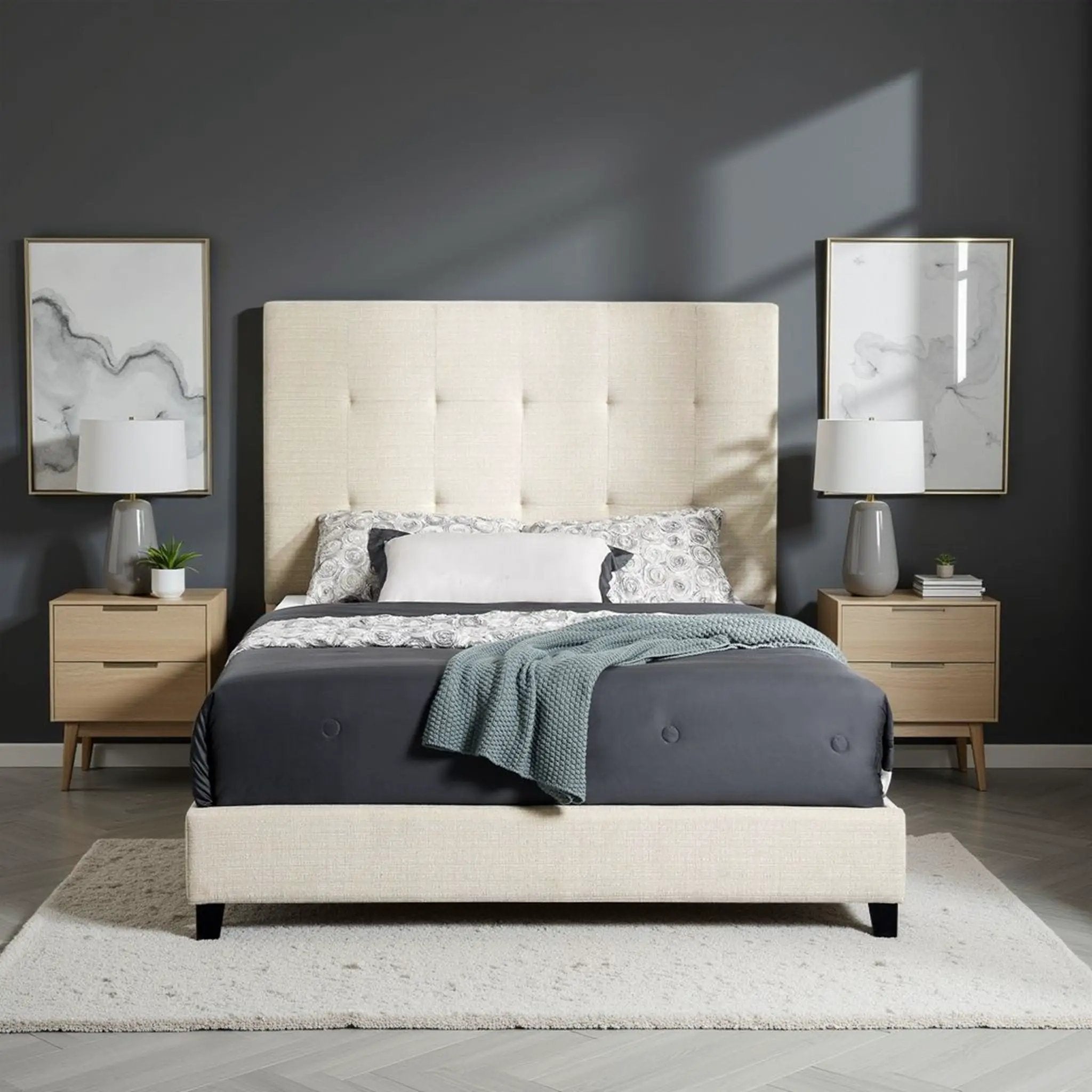 Tufted Upholstered Headboard Platform Bed by Unique Piece Furniture