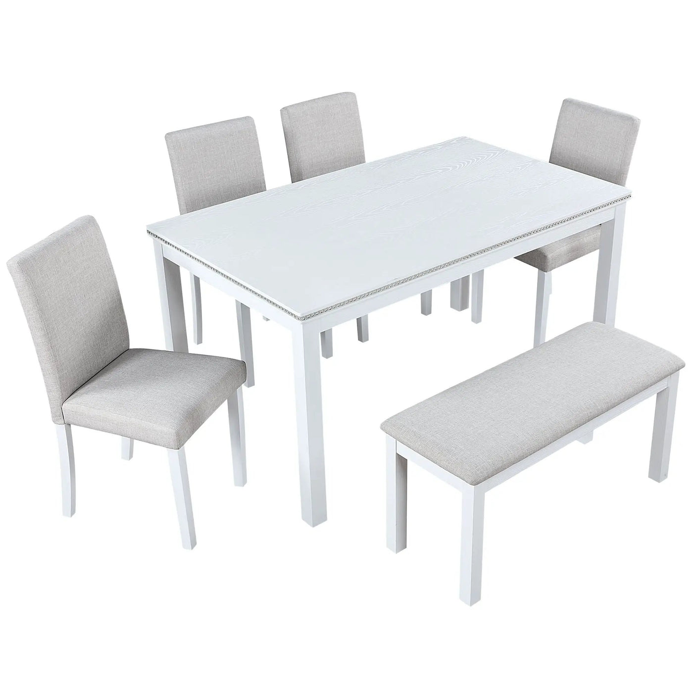Dining Table Set With Crystal Decoration And Upholstered Chairs by HouseOfZazla