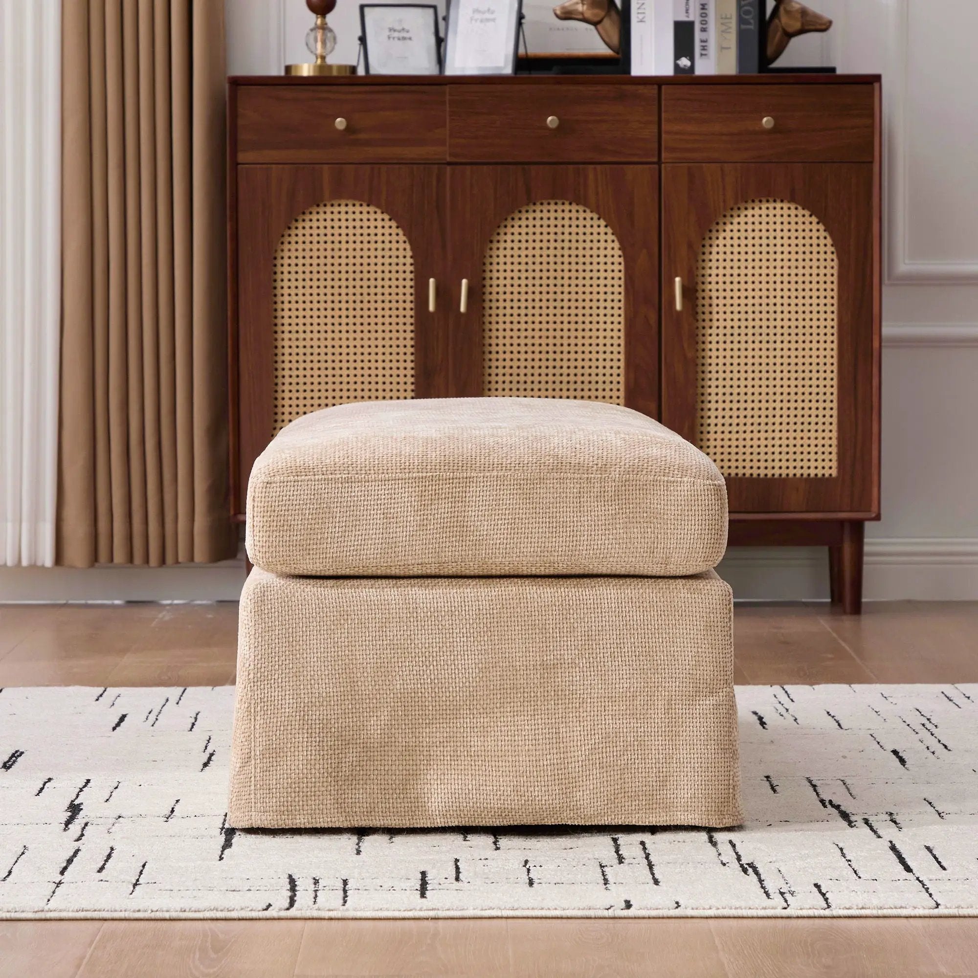 Wide Modern Upholstered Ottoman Foot Stool by Unique Piece Furniture