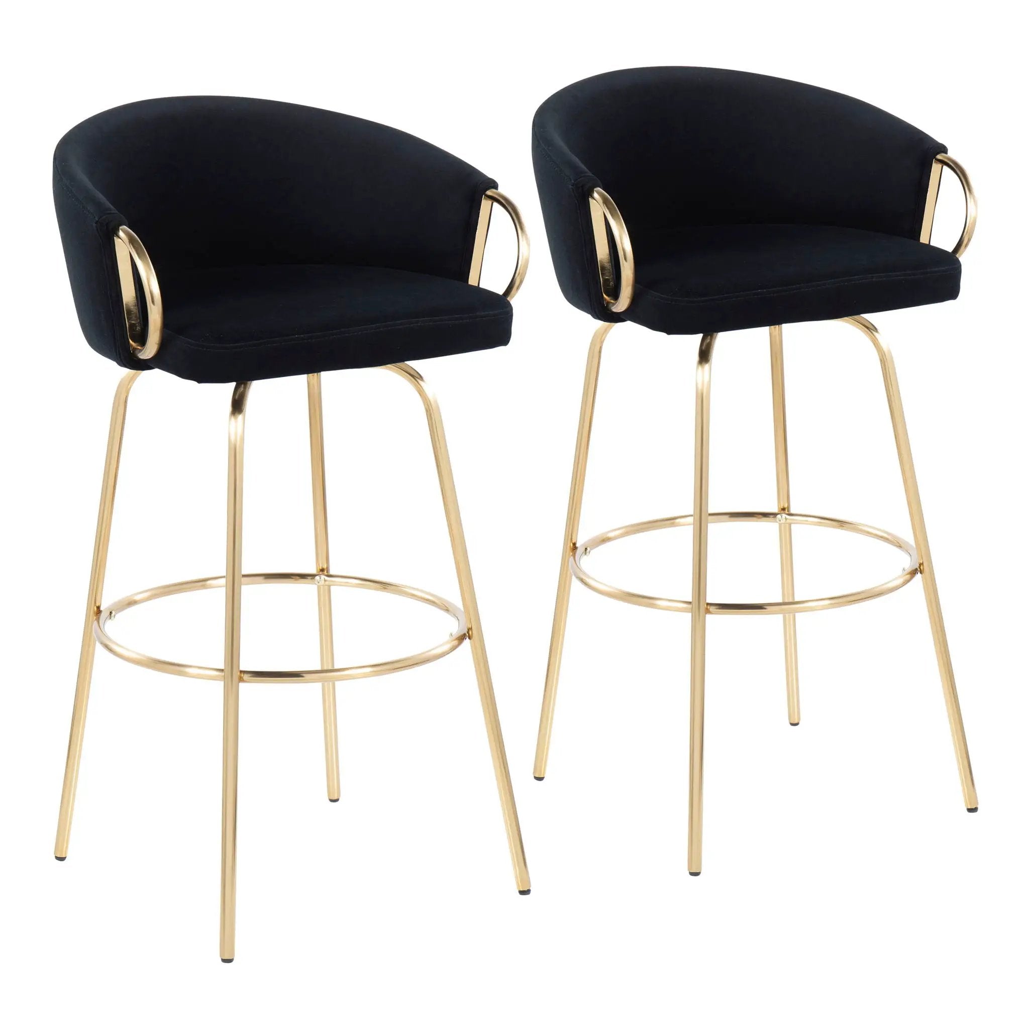 Claire - Contemporary / Glam Fixed Height Bar Stool (Set of 2) Round Footrest (Set of 2) by Unique Piece Furniture