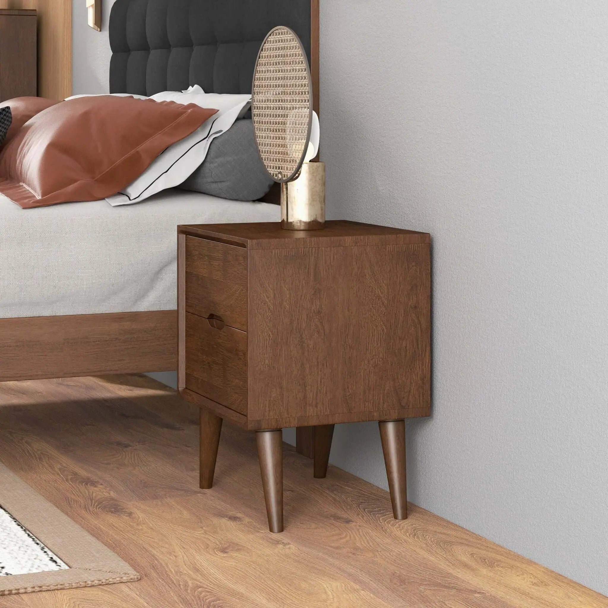 Alexandra - Night Stand With 2 Drawers - Walnut Brown by Unique Piece Furniture