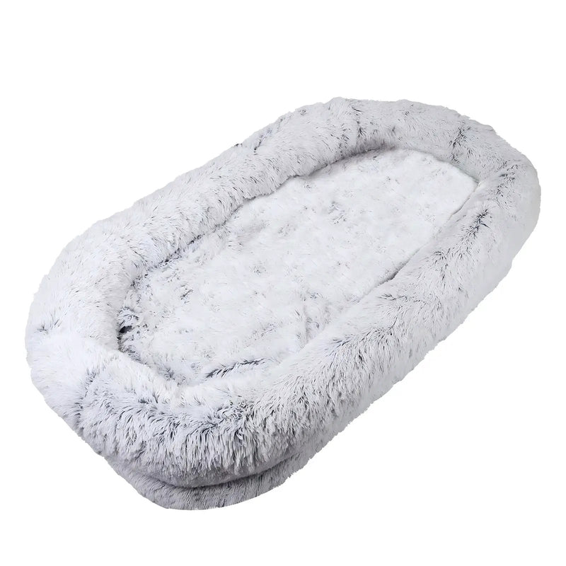 Human Dog Bed with Washable Faux Fur and Orthopedic Support by HouseOfZazla