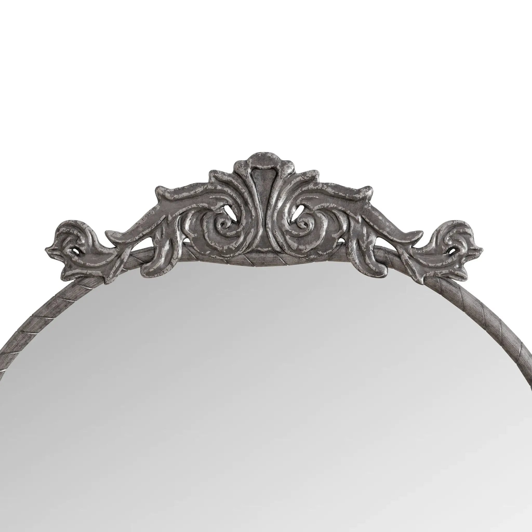 Full Body Arched Mirror With Vintage Carved Applique by HouseOfZazla