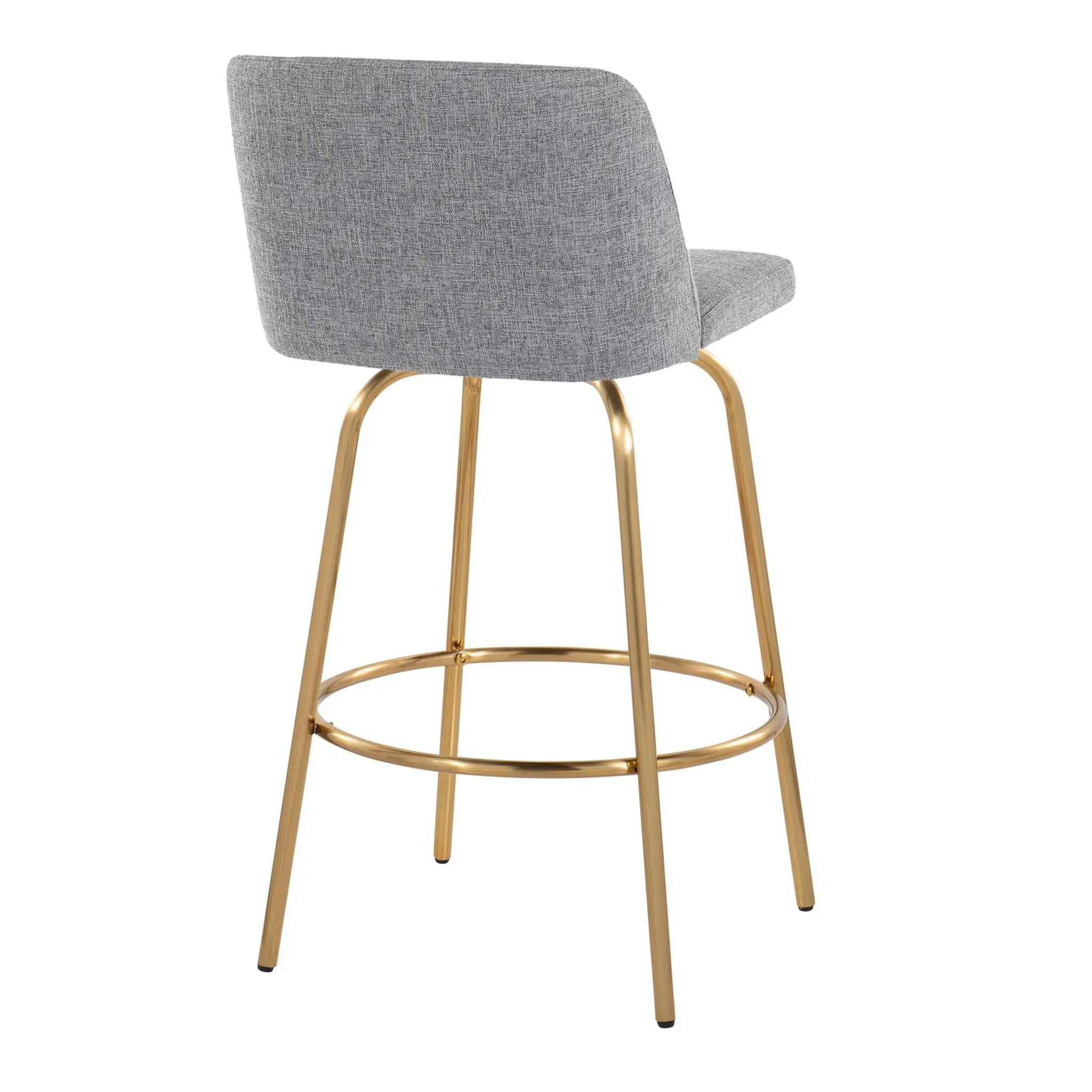 Toriano - Contemporary, Fixed Height Counter Stool With Swivel With Round Footrest (Set of 2) by HouseOfZazla